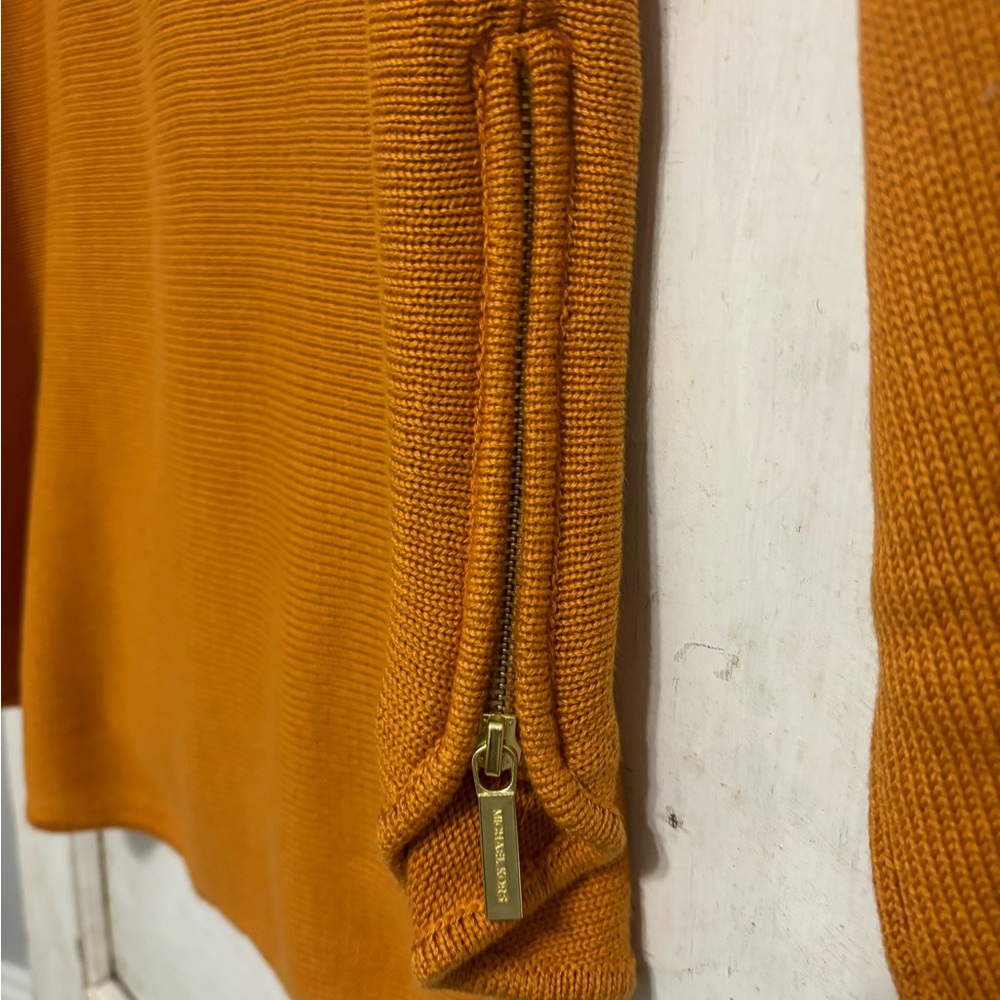 Michael Kors Orange Pullover Side Hem Zipper Knit Sweater Womens Size Large - Picture 4 of 11